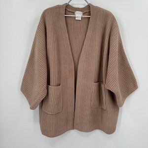 Softies 28" Rib Chenille Kimono Cardigan Sweater sz S/M Coco Brown Open Front